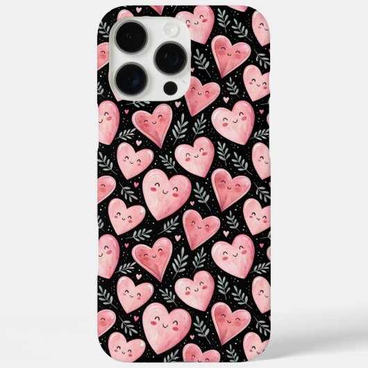 Schattigee kawaii hartjes patroon roze en zwart Case-Mate iPhone case (Achterkant)