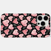 Schattigee kawaii hartjes patroon roze en zwart Case-Mate iPhone case (Achterkant (horizontaal))