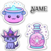 Schattigee kawaii heksenkat kitten sticker (Voorkant)