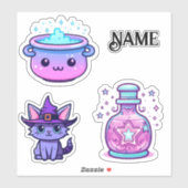 Schattigee kawaii heksenkat kitten sticker (Vel)