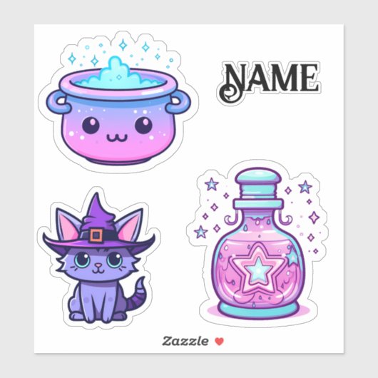 Schattigee kawaii heksenkat kitten sticker (Vel)