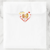 Schattigee Kawaii hotdogs en mosterd Hart Sticker (Tas)
