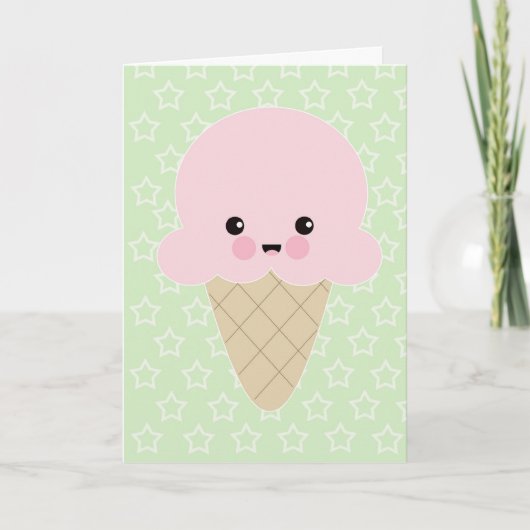 Schattigee Kawaii Ice Cream Birthday Kaart (Voorkant)