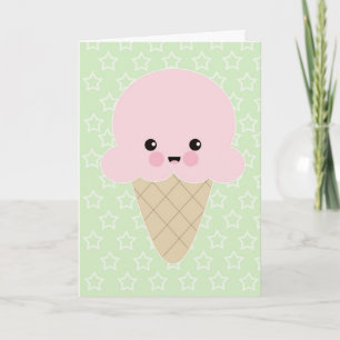 Schattigee Kawaii Ice Cream Birthday Kaart