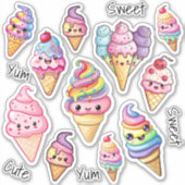 Schattigee Kawaii Ice Cream Kinder Sticker (Voorkant)