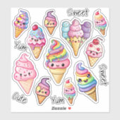 Schattigee Kawaii Ice Cream Kinder Sticker (Vel)