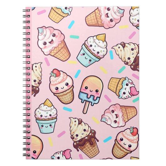 Schattigee Kawaii Ice Cream Print Notitieboek Jour (Voorkant)