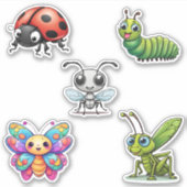 Schattigee Kawaii Insect Set Waterdicht Sticker (Voorkant)