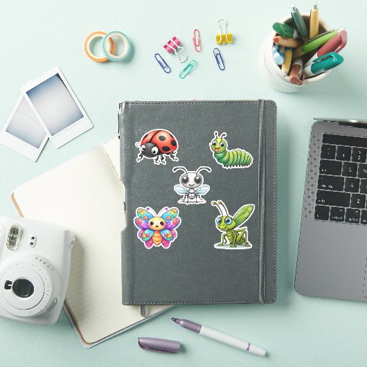 Schattigee Kawaii Insect Set Waterdicht Sticker (iPad Cover)