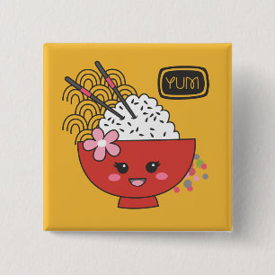 Schattigee Kawaii Japanese Food Pin Vierkante Button 5,1 Cm