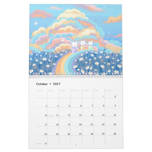 Schattigee Kawaii Kalenders Kalender (Okt 2027)
