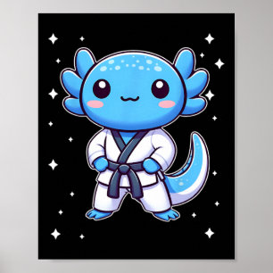 Schattigee Kawaii Karate Axolotl Martial Arts Poster