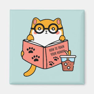 Schattigee Kawaii kat die een boek leest Magneet