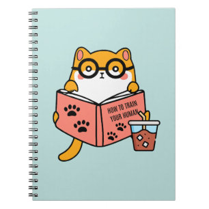Schattigee Kawaii kat die een boek leest Notitieboek