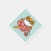 Schattigee Kawaii kat die een boek leest Servet (Hoek)