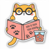 Schattigee Kawaii kat die een boek leest Sticker (Voorkant)