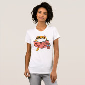 Schattigee Kawaii kat die een boek leest T-shirt (Voorkant volledig)
