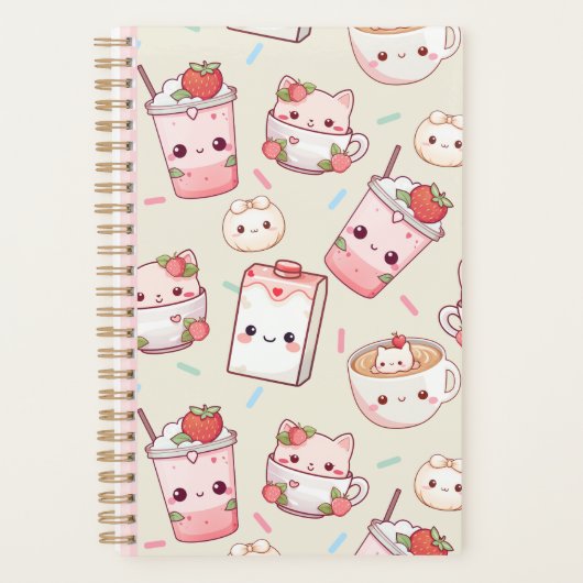 Schattigee Kawaii Kat en Koffie Print Planner Scha (Voorkant)