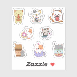 Schattigee kawaii kat eten fast-food stickers