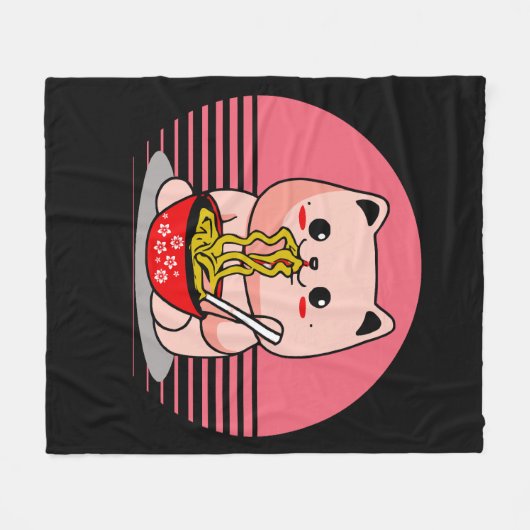 Schattigee Kawaii kat eten ramen Fleece Deken (Voorkant (Horizontaal))