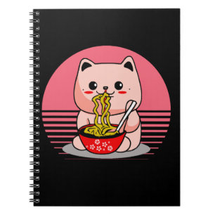 Schattigee Kawaii kat eten ramen Notitieboek