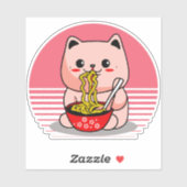 Schattigee Kawaii kat eten ramen Sticker (Vel)