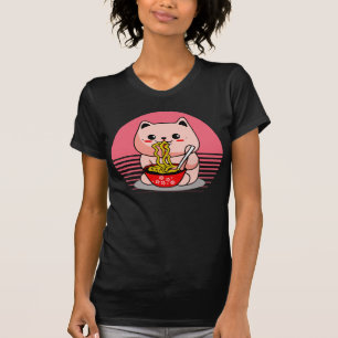 Schattigee Kawaii kat eten ramen T-shirt