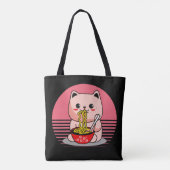 Schattigee Kawaii kat eten ramen Tote Bag (Achterkant)