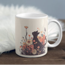 Schattigee Kawaii-kat in het bloemenveld