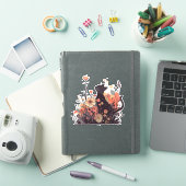 Schattigee Kawaii-kat in het bloemenveld Sticker (iPad Cover)