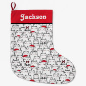 Schattigee Kawaii kat kerst kous Grote Kerstsok (Voorkant)