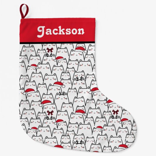 Schattigee Kawaii kat kerst kous Grote Kerstsok (Voorkant)