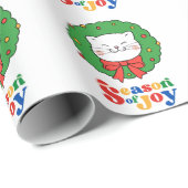 Schattigee Kawaii Kat Kerstkrans Seizoen van Joy Cadeaupapier (Rol Hoek)