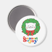 Schattigee Kawaii Kat Kerstkrans Seizoen van Joy Magneet (Voorkant / Achterkant)