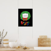 Schattigee Kawaii Kat Kerstkrans Seizoen van Joy Poster (Keuken)