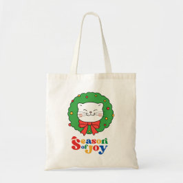 Schattigee Kawaii Kat Kerstkrans Seizoen van Joy Tote Bag