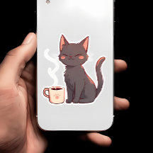 Schattigee Kawaii Kat met Koffiekopje