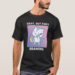 Schattigee kawaii kat oke maar eerst tekenen japan t-shirt