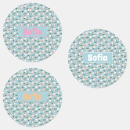 Schattigee kawaii kat patroon azuurblauwe naam labels