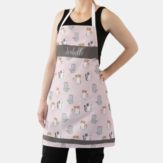 Schattigee Kawaii katten gepersonaliseerd Schort (Insitu)