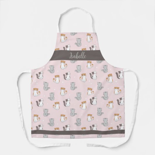 Schattigee Kawaii katten gepersonaliseerd Schort (Voorkant)