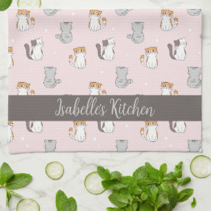 Schattigee Kawaii katten gepersonaliseerd Theedoek