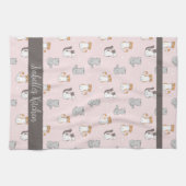 Schattigee Kawaii katten gepersonaliseerd Theedoek (Horizontaal)