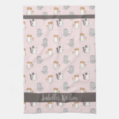 Schattigee Kawaii katten gepersonaliseerd Theedoek (Verticaal)