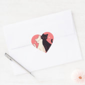 Schattigee Kawaii katten knuffelen met harten Hart Sticker (Envelop)