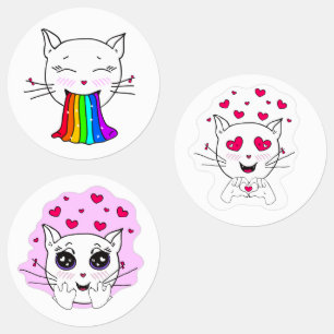 Schattigee kawaii katten Mooie emotionele stickers