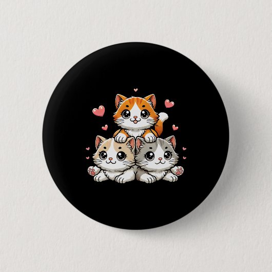 Schattigee Kawaii Katten Neko Grappig Kitten Katte Ronde Button 5,7 Cm (Voorkant)