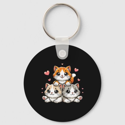 Schattigee Kawaii Katten Neko Grappig Kitten Katte Sleutelhanger (Voorkant)