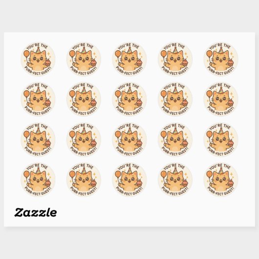 Schattigee kawaii kattenfeest dank u ronde sticker (Vel)