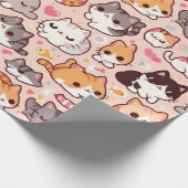 Schattigee Kawaii kattenpatronen Cadeaupapier (Hoek)